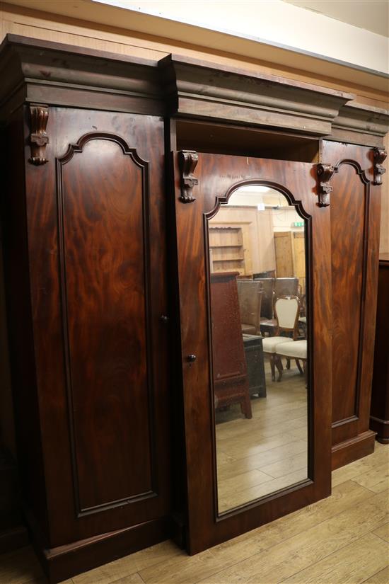 A Victorian mahogany wardrobe, W.225cm